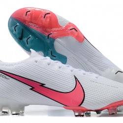 Nike Mercurial Vapor VII 13 Elite FG White Pink Blue Green Low-top For Men Soccer Cleats 