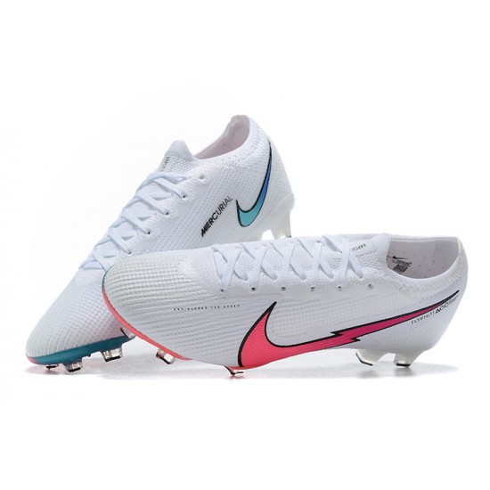 Nike Mercurial Vapor VII 13 Elite FG White Pink Blue Green Low-top For Men Soccer Cleats