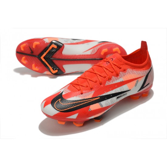 Nike Mercurial Vapor XIV Elite CR7 FG Low-top White Red Black Men Soccer Cleats 