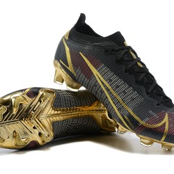 Nike Mercurial Vapor XIV Elite FG Low-top Black Gold Men Soccer Cleats 