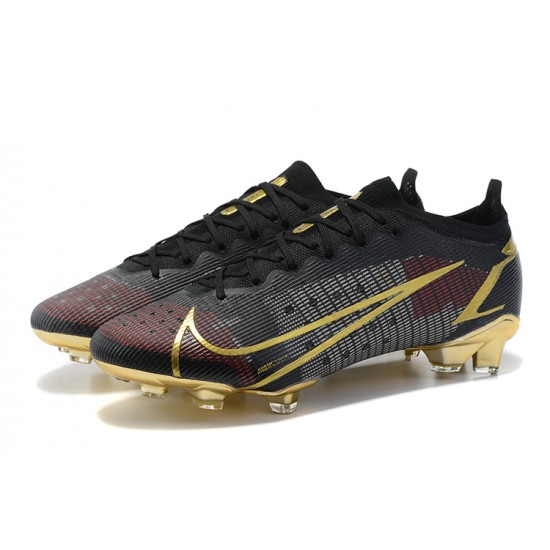 Nike Mercurial Vapor XIV Elite FG Low-top Black Gold Men Soccer Cleats 