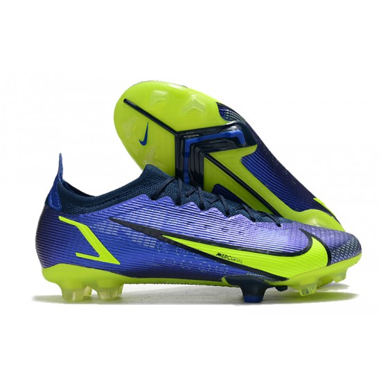 Nike Mercurial Vapor XIV Elite FG Low-top Blue Yellow Women And Men Soccer Cleats 