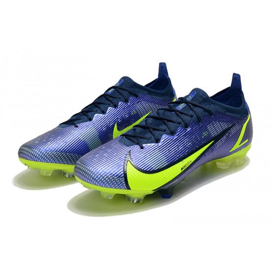 Nike Mercurial Vapor XIV Elite FG Low-top Blue Yellow Women And Men Soccer Cleats 