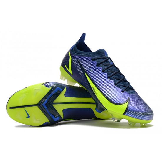 Nike Mercurial Vapor XIV Elite FG Low-top Blue Yellow Women And Men Soccer Cleats 