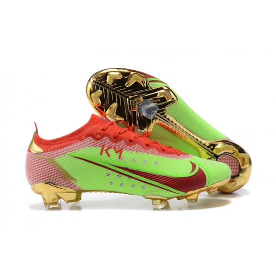 Nike Mercurial Vapor XIV Elite FG Low-top Red Green Gold Men Soccer Cleats 