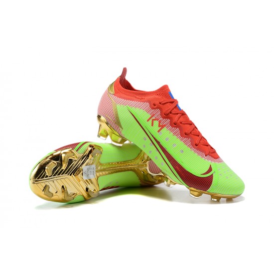 Nike Mercurial Vapor XIV Elite FG Low-top Red Green Gold Men Soccer Cleats 