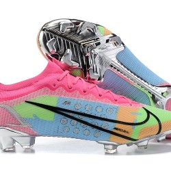 Nike Mercurial Vapor XIV Elite FG Low-top Sliver Pink Blue Men Soccer Cleats 