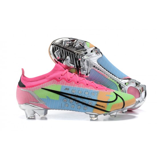 Nike Mercurial Vapor XIV Elite FG Low-top Sliver Pink Blue Men Soccer Cleats 