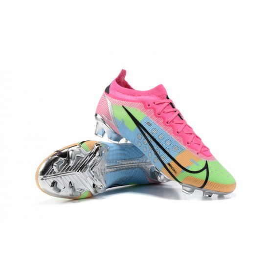 Nike Mercurial Vapor XIV Elite FG Low-top Sliver Pink Blue Men Soccer Cleats 