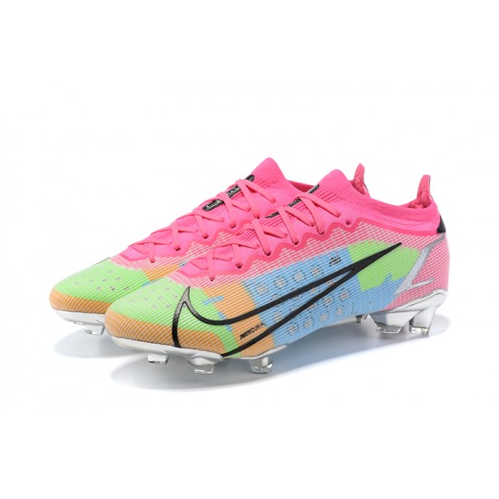 Nike Mercurial Vapor XIV Elite FG Low-top Sliver Pink Blue Men Soccer Cleats 