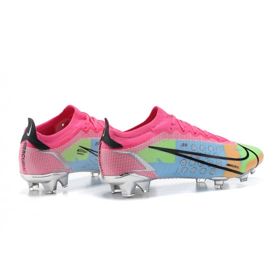 Nike Mercurial Vapor XIV Elite FG Low-top Sliver Pink Blue Men Soccer Cleats 