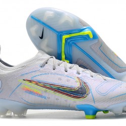 Nike Mercurial Vapor XIV Elite FG Low-top White Blue Women And Men Soccer Cleats 