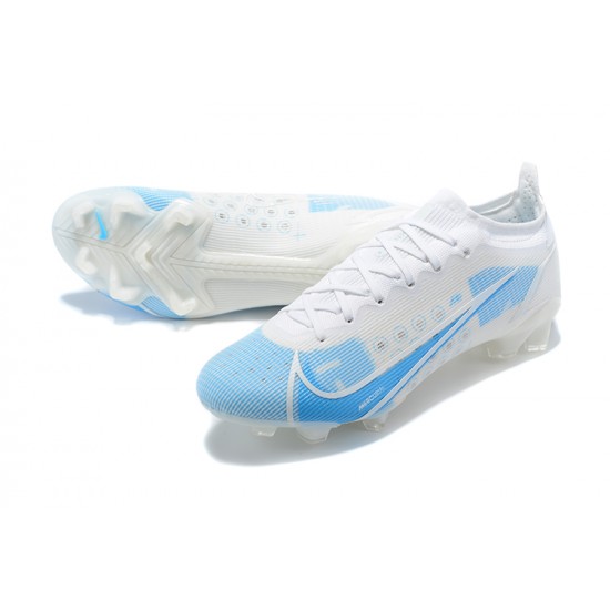 Nike Mercurial Vapor XIV Elite FG Low-top White Light Blue Men Soccer Cleats