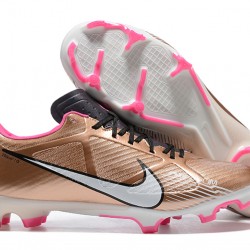 Nike Mercurial Vapor XV FG Gold Pink Black White For Men Low-top Soccer Cleats 