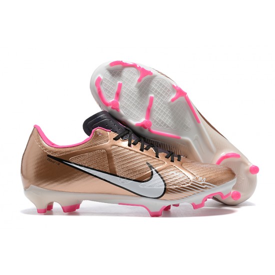 Nike Mercurial Vapor XV FG Gold Pink Black White For Men Low-top Soccer Cleats 