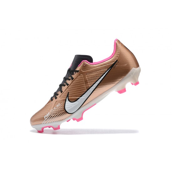 Nike Mercurial Vapor XV FG Gold Pink Black White For Men Low-top Soccer Cleats 