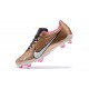 Nike Mercurial Vapor XV FG Gold Pink Black White For Men Low-top Soccer Cleats 