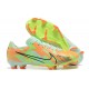 Nike Mercurial Vapor XV FG Green Yellow Black For Men Low-top Soccer Cleats 