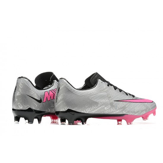 Nike Mercurial Vapor XV FG Low-top Grey Black Pink Men Soccer Cleats