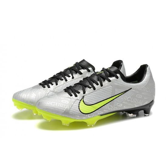 Nike Mercurial Vapor XV FG Low-top Grey Black Yellow Men Soccer Cleats