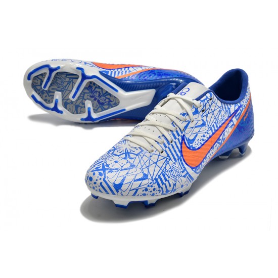 Nike Mercurial Vapor XV FG Low-top White Blue Men Soccer Cleats