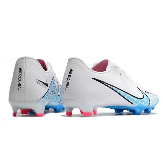 Nike Mercurial Vapor XV FG Low-top White Light Blue Men Soccer Cleats