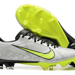 Nike Mercurial Vapor XV FG Silver Green Black For Men Low-top Soccer Cleats 