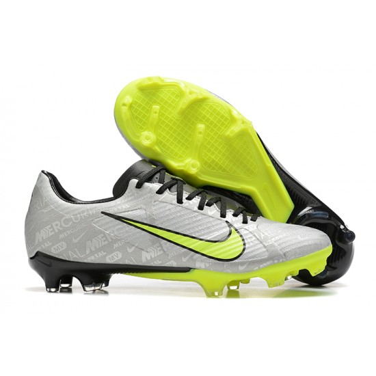 Nike Mercurial Vapor XV FG Silver Green Black For Men Low-top Soccer Cleats