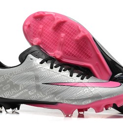 Nike Mercurial Vapor XV FG Silver Pink Black For Men Low-top Soccer Cleats 