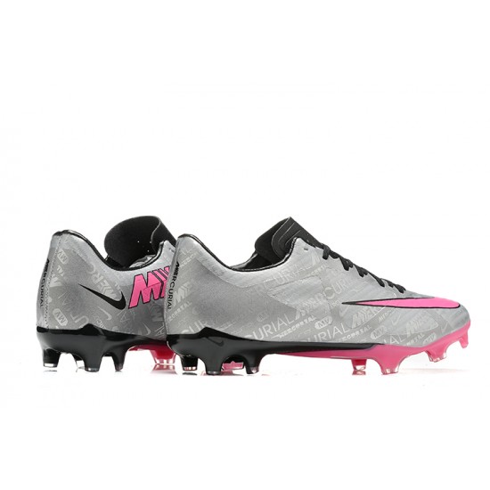 Nike Mercurial Vapor XV FG Silver Pink Black For Men Low-top Soccer Cleats