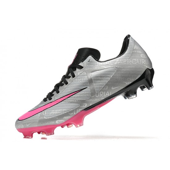 Nike Mercurial Vapor XV FG Silver Pink Black For Men Low-top Soccer Cleats