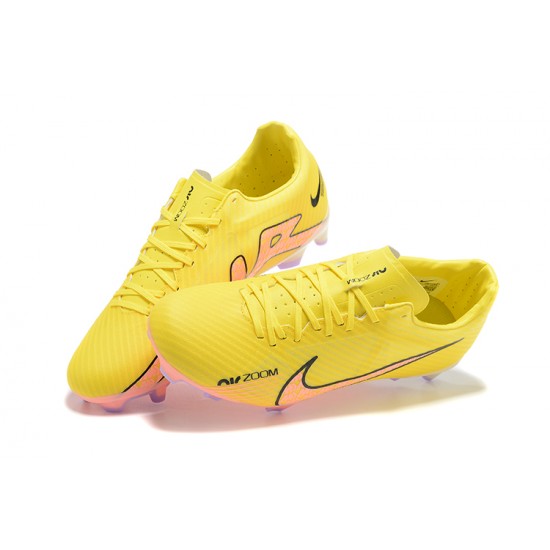 Nike Mercurial Vapor XV FG Yellow Pink Black For Men Low-top Soccer Cleats