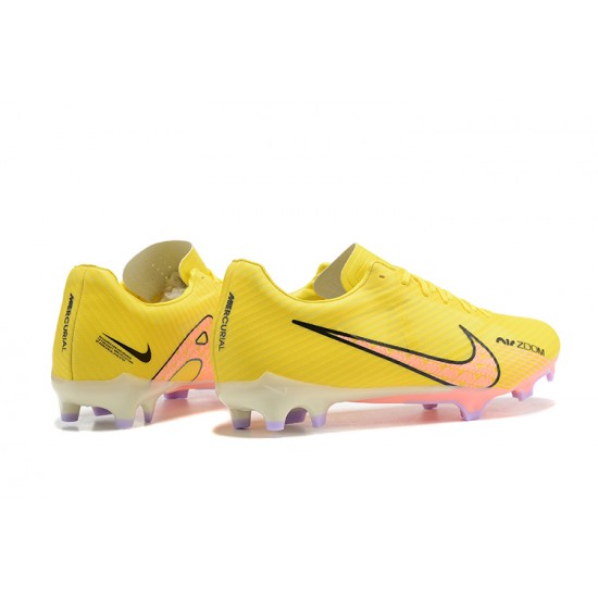 Nike Mercurial Vapor XV FG Yellow Pink Black For Men Low-top Soccer Cleats