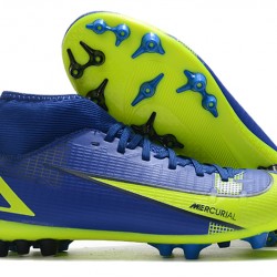 Nike Superfly 8 Academy AG High-top Blue Yellow Women And Men Soccer Cleats 