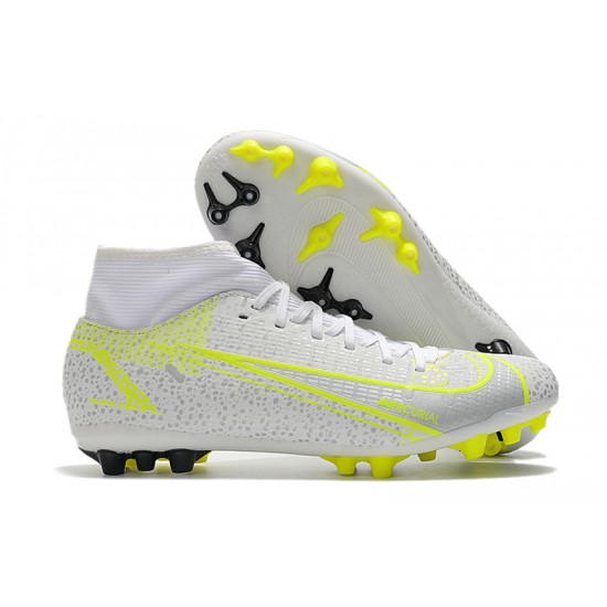 Nike Superfly 8 Academy AG High-top White Yellow Women And Men Soccer Cleats