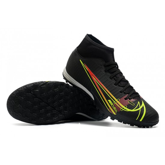 Nike Superfly 8 Academy TF High-top Black Yellow Men Soccer Cleats 