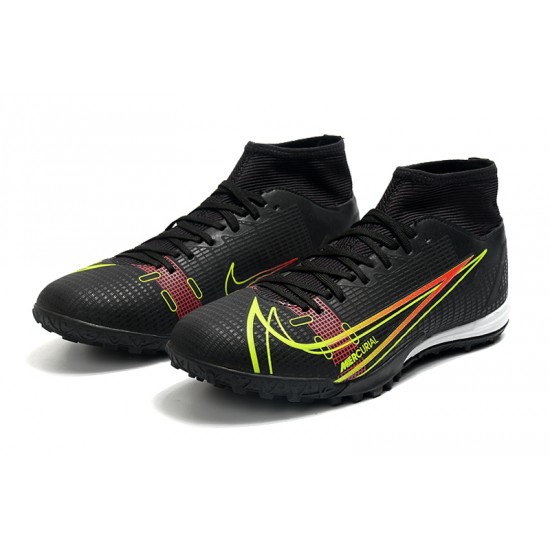 Nike Superfly 8 Academy TF High-top Black Yellow Men Soccer Cleats 