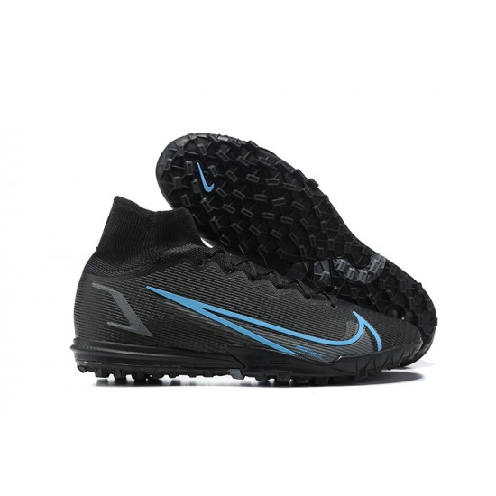 Nike Superfly 8 Elite TF High-top Black Blue Men Soccer Cleats