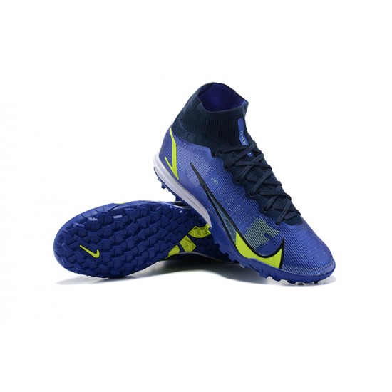 Nike Superfly 8 Elite TF High-top Black Blue Yellow Men Soccer Cleats 