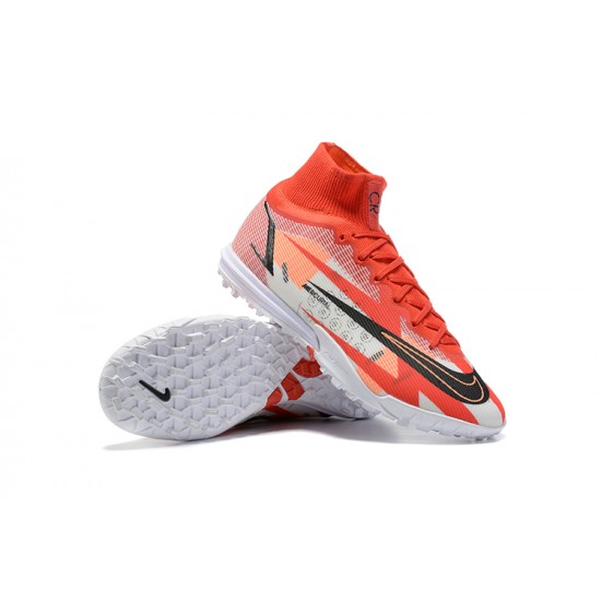 Nike Superfly 8 Elite TF High-top White Red Orange Men Soccer Cleats 