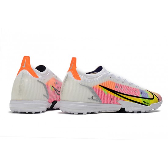 Nike Vapor XIV Elite TF Low-top Yellow Pink White Men Soccer Cleats