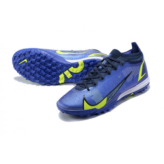 Nike Vapor XIV Elite TF Mid-top Dark Blue Yellow Men Soccer Cleats 