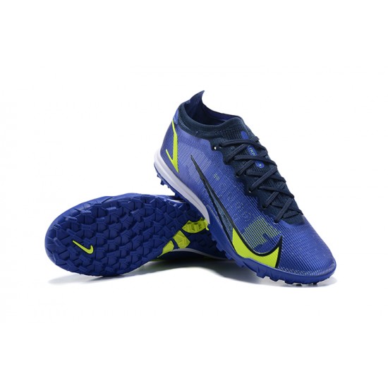 Nike Vapor XIV Elite TF Mid-top Dark Blue Yellow Men Soccer Cleats 