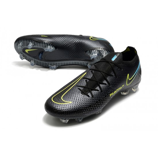 Nike Phantom GT Elite FG Low Mens Black Green Blue Soccer Cleats