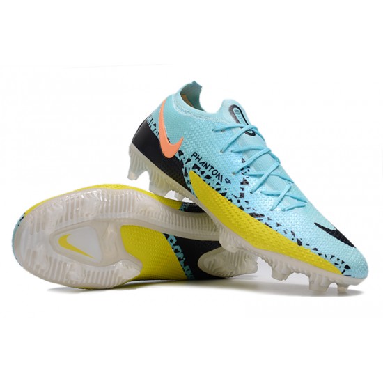 Nike Phantom GT Elite FG Low-top Blue Yellow Black Men Soccer Cleats