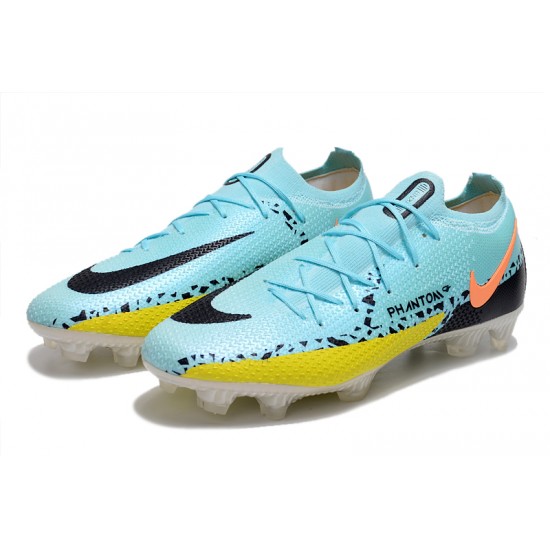 Nike Phantom GT Elite FG Low-top Blue Yellow Black Men Soccer Cleats