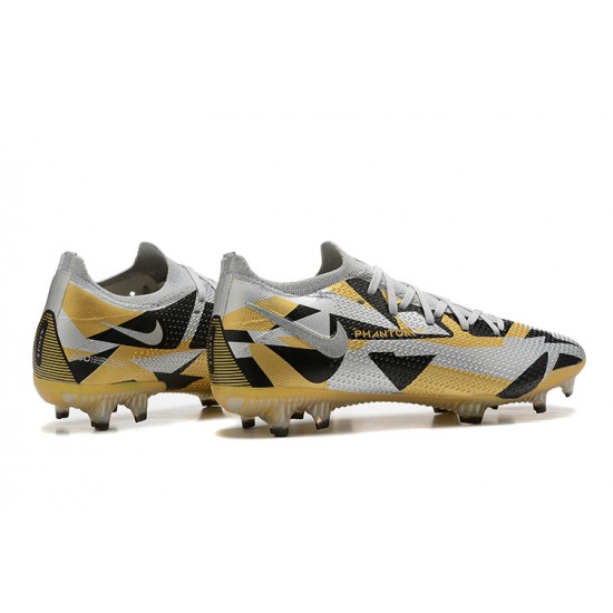 Nike Phantom GT Elite FG Low-top Sliver Gold Black Men Soccer Cleats 