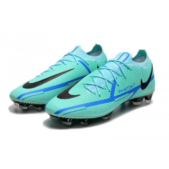 Nike Phantom GT Elite FG Low-top Turqoise Blue Black Men Soccer Cleats 