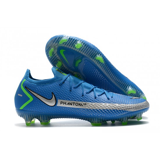 Nike Phantom GT Elite FG Silver Navy Blue Green Soccer Cleats