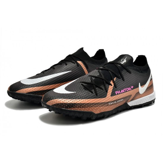 Nike Phantom GT2 Elite TF Low-top Black Brown White Men Soccer Cleats 